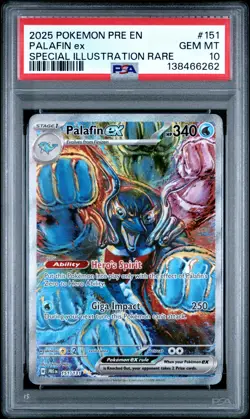 2025 POKEMON PRISMATIC EVOLUTIONS SPECIAL ILLUSTRATION RARE PALAFIN EX PSA 10 - Image 1