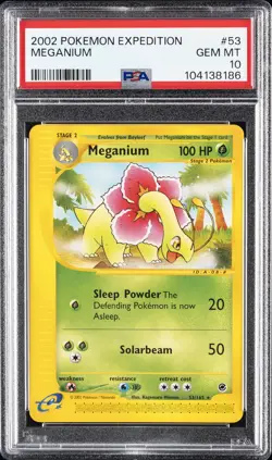 2002 POKEMON EXPEDITION #53 MEGANIUM PSA 10 - Image 1