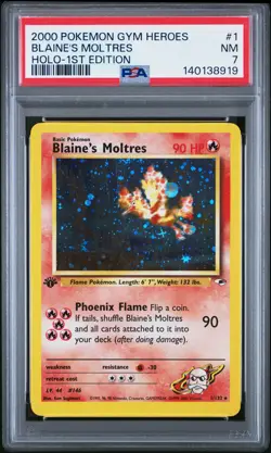 2000 POKEMON GYM HEROES HOLO-1ST EDITION #1 BLAINE'S MOLTRES PSA 7 - Image 1