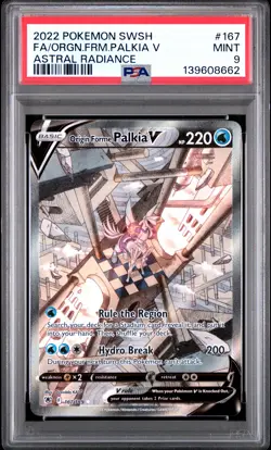 2022 POKEMON SWORD & SHIELD ASTRAL RADIANCE FULL ART/ORIGIN FORME PALKIA V PSA 9 - Image 1