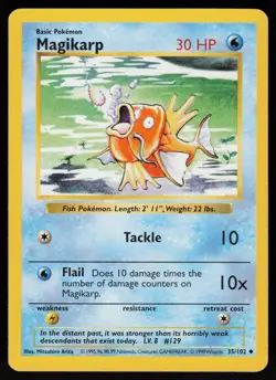 Magikarp 35/102 Shadowless Uncommon Base Set Pokemon - Image 1