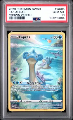 2023 POKEMON SWORD & SHIELD CROWN ZENITH #GG05 FULL ART/LAPRAS PSA 10 - Image 1