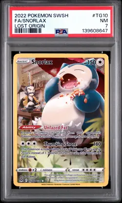 2022 POKEMON SWORD & SHIELD LOST ORIGIN #TG10 FULL ART/SNORLAX PSA 7 - Image 1