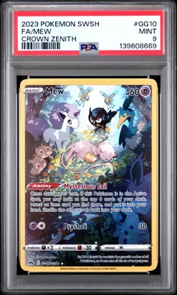 2023 POKEMON SWORD & SHIELD CROWN ZENITH #GG10 FULL ART/MEW PSA 9 - Image 1