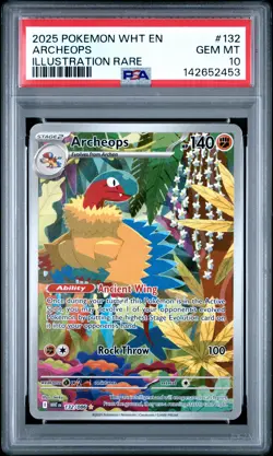 2025 POKEMON WHT EN-WHITE FLARE ILLUSTRATION RARE #132 ARCHEOPS PSA 10 - Image 1