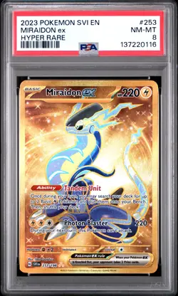 2023 POKEMON SVI EN-SCARLET & VIOLET HYPER RARE #253 MIRAIDON EX PSA 8 - Image 1
