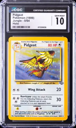 1999 POKEMON JUNGLE HOLO #8/64 PIDGEOT CGC 10 GEM MINT - Image 1