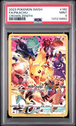 2023 POKEMON SWORD & SHIELD CROWN ZENITH #160 FULL ART/PIKACHU PSA 9 - Image 1