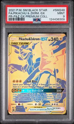 2021 POKEMON SM BLACK STAR PROMO #SM248 FULL ART/PIKACHU & ZEKROM GX PSA 9 - Image 1