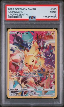 2023 POKEMON SWORD & SHIELD CROWN ZENITH #160 FULL ART/PIKACHU PSA 9 - Image 1