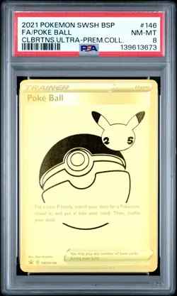 2021 POKEMON SWSH CELEBRATIONS ULTRA-PREMIUM COLLECTION FULL ART/POKE BALL PSA 8 - Image 1
