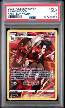 2022 POKEMON SWORD & SHIELD BRILLIANT STARS #TG10 FULL ART/HOUNDOOM PSA 9 - Image 1