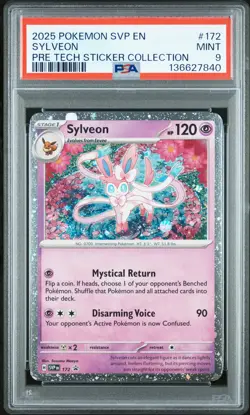 2025 POKEMON SVP PRISMATIC EVOLUTIONS TECH STICKER COLLECTION #172 SYLVEON PSA 9 - Image 1