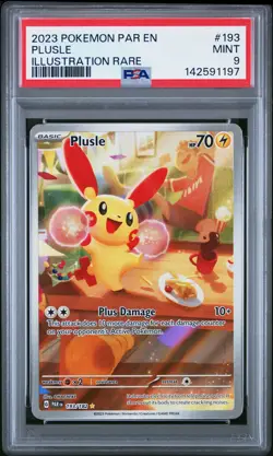 2023 POKEMON PAR EN-PARADOX RIFT ILLUSTRATION RARE #193 PLUSLE PSA 9 - Image 1