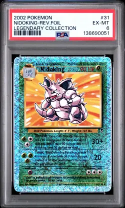 2002 POKEMON LEGENDARY COLLECTION #31 NIDOKING-REVERSE FOIL PSA 6 - Image 1