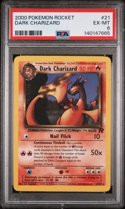 2000 POKEMON ROCKET #21 DARK CHARIZARD PSA 6 - Image 1