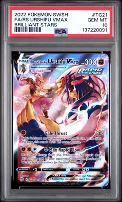 2022 POKEMON SWORD & SHIELD BRILLIANT STARS FA/RAPID STRIKE URSHIFU VMAX PSA 10 - Image 1