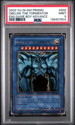 2003 YU-GI-OH! PROMO ENGLISH GAME BOY ADVANCE #002 OBELISK THE TORMENTOR PSA 9 - Image 1