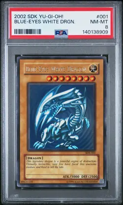 2002 YU-GI-OH! STARTER DECK: KAIBA #001 BLUE-EYES WHITE DRAGON PSA 8 - Image 1