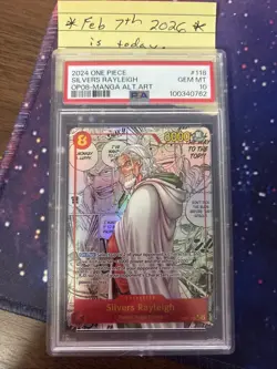 2024 One Piece TCG OP08 Rayleigh Manga Alternate Art, English, PSA 10 - Image 1
