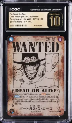 2025 ONE PIECE JPN CARRYING ON HIS WILL WANTED AA PORTGAS D. ACE CGC 10 PRISTINE - Image 1