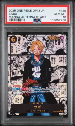 2025 ONE PIECE JPN OP13-CARRYING ON HIS WILL MANGA ALTERNATE ART SABO PSA 10 - Image 1