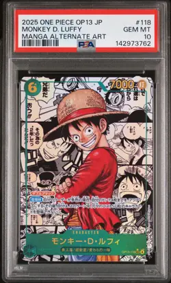 2025 ONE PIECE JPN CARRYING ON HIS WILL MANGA ALT ART MONKEY D. LUFFY PSA 10 - Image 1