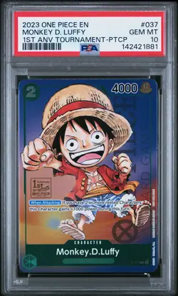 2023 ONE PIECE PROMOS 1ST ANV TOURNAMENT-PARTICIPATION MONKEY D. LUFFY PSA 10 - Image 1