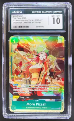 2025 ONE PIECE CCG MORE PIZZA!! ALT ART OP07-037 CGC 10 B PT - Image 1