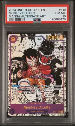 2024 ONE PIECE EMPERORS IN THE NEW WORLD MANGA ALT ART MONKEY D. LUFFY PSA 10 - Image 1