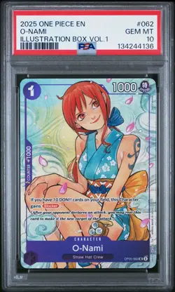 2025 ONE PIECE PROMOS ILLUSTRATION BOX VOL.1 #062 O-NAMI PSA 10 - Image 1