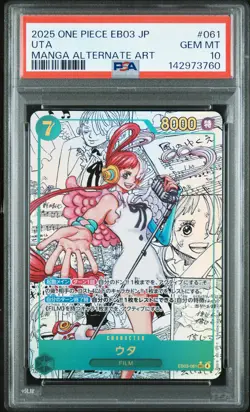 2025 ONE PIECE JPN EB03-ONE PIECE HEROINES EDITION MANGA ALT ART #061 UTA PSA 10 - Image 1