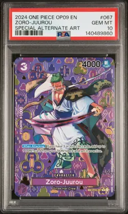 2024 ONE PIECE EMPERORS IN THE NEW WORLD SPECIAL ALT ART #067 ZORO-JUUROU PSA 10 - Image 1