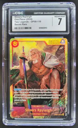 2024 ONE PIECE CCG SILVERS RAYLEIGH TWO LEGENDS SECRET RARE OP08-118 CGC 7 A PT - Image 1