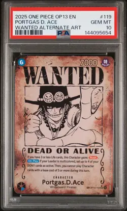 2025 ONE PIECE CARRYING ON HIS WILL WANTED ALT ART #119 PORTGAS D. ACE PSA 10 - Image 1