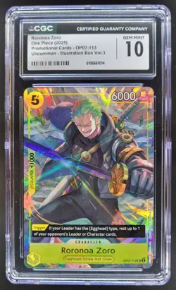 2025 ONE PIECE CCG RORONOA ZORO PROMO ILLUSTRATION BOX OP07-113 CGC 10 A PT - Image 1