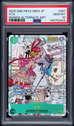 2025 ONE PIECE JPN EB03-ONE PIECE HEROINES EDITION MANGA ALT ART #061 UTA PSA 10 - Image 1