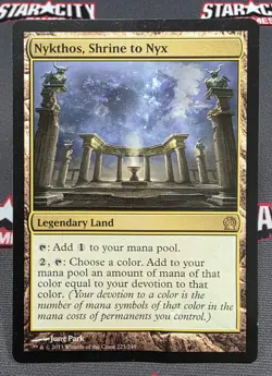 MTG Nykthos, Shrine to Nyx- DAMAGED -Theros Magic the Gathering Card # 223 - Image 1