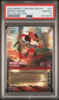 2024 DISNEY LORCANA D23 COLLECTION #01 MICKEY MOUSE - BRAVE LITTLE TAILOR PSA 10 - Image 1