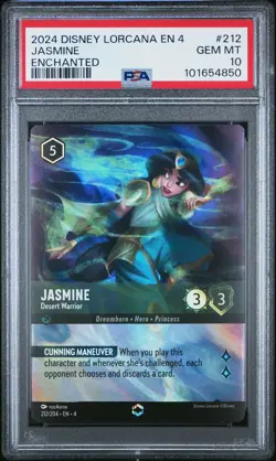 2024 DISNEY LORCANA URSULA'S RETURN ENCHANTED JASMINE DESERT WARRIOR PSA 10 - Image 1
