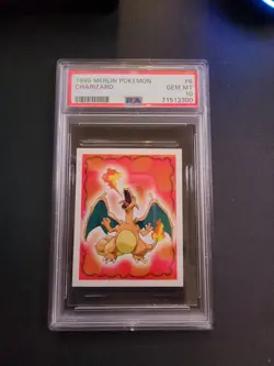 1999 Merlin Pokemon Charizard Sticker #6 PSA 10 Gem Mint - Image 1