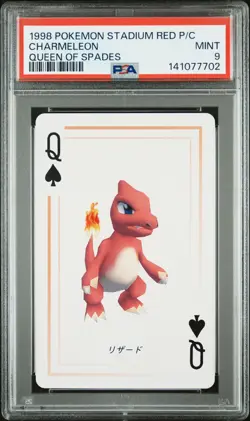 1998 POKEMON STADIUM RED VERSION PLAYING CARDS QUEEN OF SPADES CHARMELEON PSA 9 - Image 1