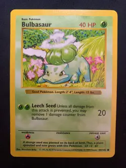BULBASAUR (SHADOWLESS) - 044/102 - BASE SET - POKEMON CARD - LP - Image 1