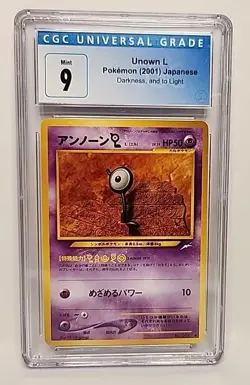 CGC 9 Unown L No.201 Japanese Neo Darkness And To Light 2001 Pokemon Card Graded - Image 1