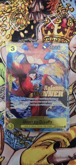 One Piece Card Game Monkey.D.Luffy Pre-Release Winner Promo P-036 NM Sealed - Image 1
