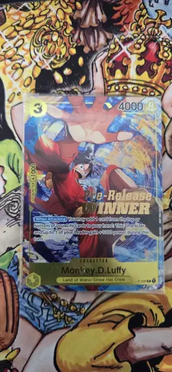 One Piece Card Game Monkey.D.Luffy Pre-Release Winner Promo P-036 NM Sealed - Image 2