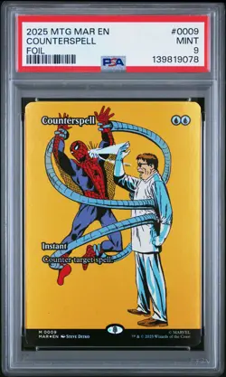 2025 MTG MARVEL'S SPIDER-MAN: SOURCE MATERIAL FOIL #0009 COUNTERSPELL PSA 9 - Image 1