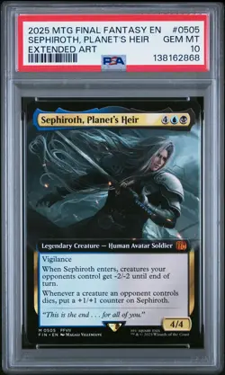 2025 MTG FINAL FANTASY EXTENDED ART #0505 SEPHIROTH PLANET'S HEIR PSA 10 - Image 1