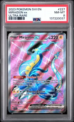 2023 POKEMON SVI EN-SCARLET & VIOLET ULTRA RARE #227 MIRAIDON EX PSA 8 - Image 1