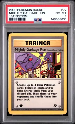 2000 POKEMON ROCKET 1ST EDITION #77 NIGHTLY GARBAGE RUN PSA 8 - Image 1